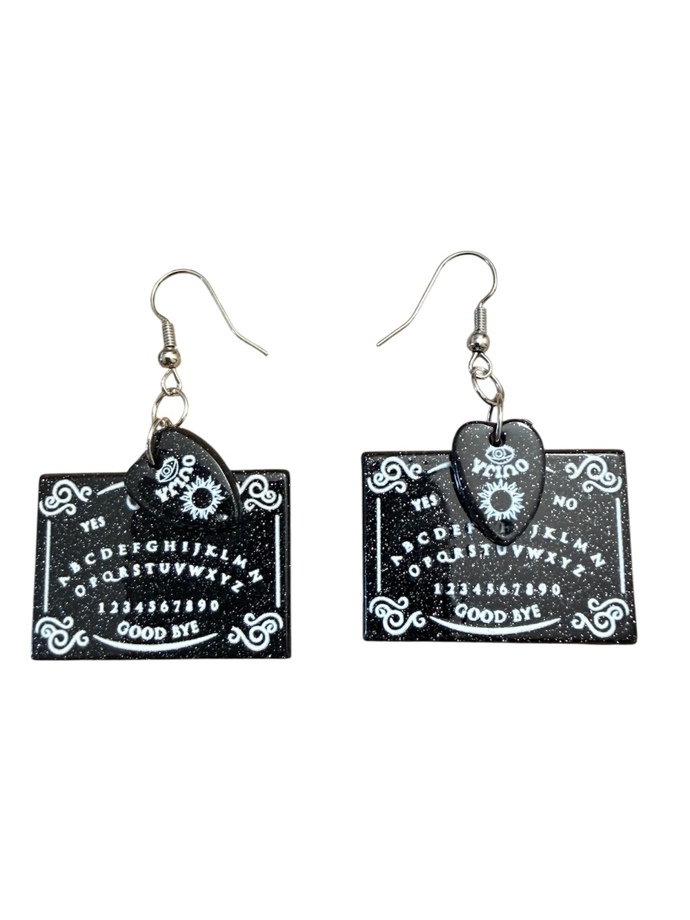 Black Glitter Ouija Board Earrings - Picture 2 of 4